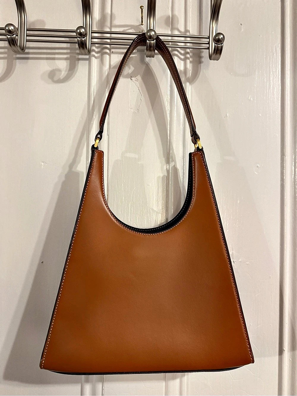 STAUD Tommy Leather Shoulder Bag Brown - Picture 3 of 4